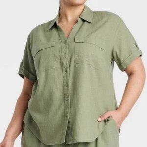 Ava & Viv Linen Button-Down Shirt